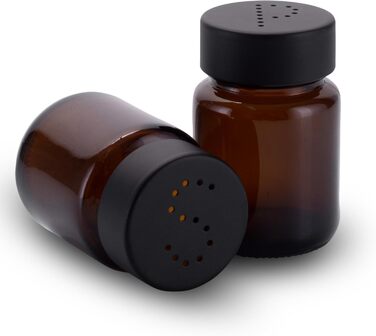Salt and Pepper Shaker Set in Brown Glass - Salt Shaker with Stainless Steel Lid – Shakers for Pepper and Salt - Small and Modern Table Shakers - Salt & Pepper - 5 Sets