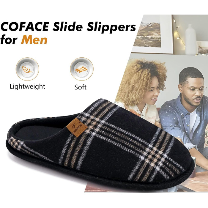 Чоловічі халапи COFACE з фетру, теплі та зручні, з антиковзкою гумовою підошвою, для дому та вулиці, розмір 40-49, Lässig, чорний, 44 EU