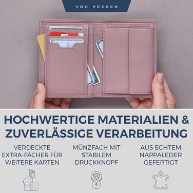 VON HEESEN Leather Wallet RFID Protection | Real Leather Wallet for Women & Men | Portemonnaie, Brieftasche, Wallet, Portmonee (Lavender)