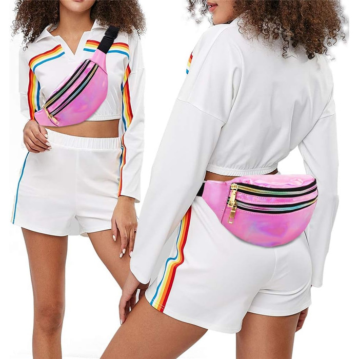 Гірчиця поясна сумка вологостійка, поясна сумка на пояс з відділеннями на блискавці, регульований ремінь, поясна сумка для жінок та чоловіків, для вечірок, фестивалів, спорту, активного відпочинку, подорожей (Рожевий)