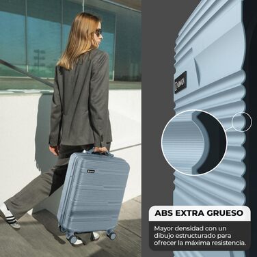 Набір валіз NUMADA Upfly T10 ABS (4 шт.): ручна, середня, велика та косметичка. 55x40x20, 60L, 78L. Безпечний та міцний.