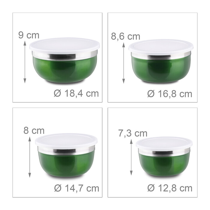 Relaxdays Bowl Set with Lid, 4-Piece