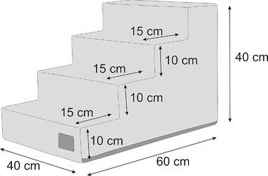 Східні сходинки для собак та котів Tiertreppen - 4 сходинки, висота 40 см, матеріал - дерево (Asche)