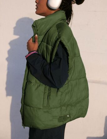 Жіноча зимова коротка пуховик Wete Легка тепла куртка з рукавами-крилами та кишенями, чорний (XXL, Армійний зелений)