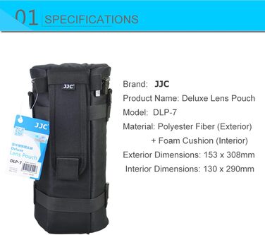 Захисний чохол для об'єктивів JJC для Sigma, Tamron, Nikon, Canon - 125 x 290 мм