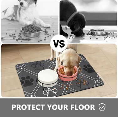 Килимок для тварин, надпоглинувач, для собак та котів, з неслизькою гумовою основою, швидковисихаючий, миючий, 40 x 60 см, 2 пари малюнків лап, чистий (в клітинку)