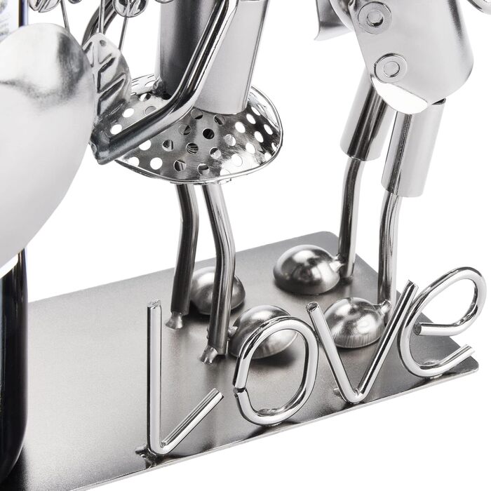 BRUBAKER Wine Bottle Holder - Loving Couple - Metal Bottle Stand with Greeting Card for Wine Gift