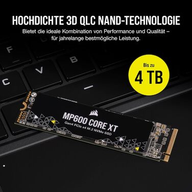 SSD Corsair MP600 CORE XT 2TB M.2 PCIe Gen4 NVMe – Швидкість до 5900 МБ/с, QLC NAND, для ноутбуків та ПК