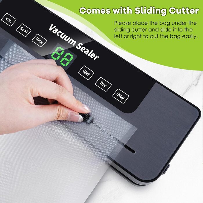 Професійний вакуумний пакувальник VIRIECH 5-в-1: 50 пакетів, вбудований ніж, для сухих та вологих продуктів