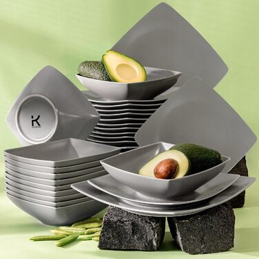 Сервіз Konsimo для 6 осіб (18 предметів) - EPIRI - Сучасний посуд з кераміки сірого кольору