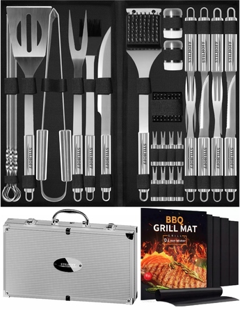Набір аксесуарів для гриля та BBQ STILHOFF, 39 предметів (33 інструменти + кейс + 5 мати)