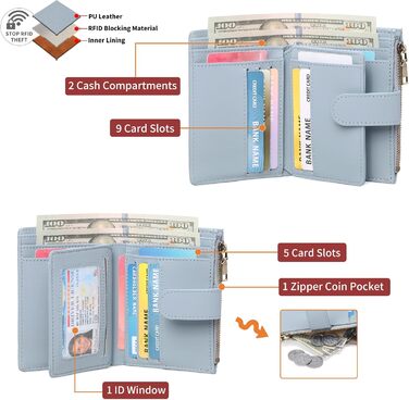 GAEGAEKEAO Wallet for Women, Small Wallet for Women, Small Ladies Purse with RFID Blocking, Wallet for Women with Zipper Pocket