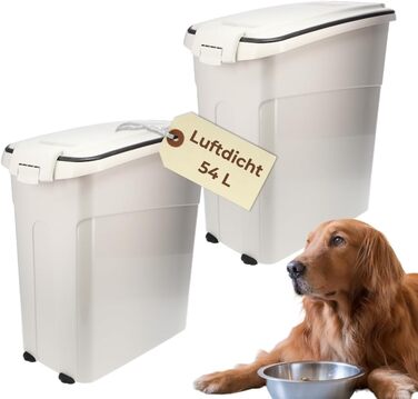 Airtight Food Container with Lid - 54L Pet Food Storage Box for Dog & Horse Dry Food