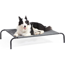 BEDSURE Dog Bed Outdoor - Medium-Sized Dogs - Gray Dog Bed for Indoor and Outdoor Garden Use, for Outdoor Camping, Raised Dog Bed, Size M 105x80 cm, Height 20 cm