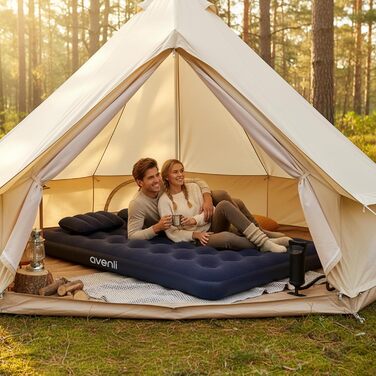 Надувний матрац для кемпінгу AVENLI з 2 подушками та насосом для 2 осіб (203x152x22 см) - зручне ліжко для відпочинку та подорожей