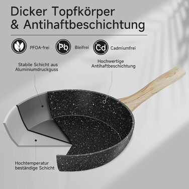 Набір посуду HOMELUX Induktion: 12 предметів, алюміній, антипригарне покриття, з кришками, без PFOA/PFOS, чорний