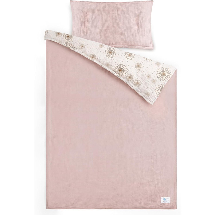 Комплект постільної білизни Lulumoon для дитячого ліжечка 100x135: простирадло 100x135 + наволочка 40x60 см з бавовни Oeko-TEX Standard – легкий та комфортний комплект для малюків (кремовий, з принтом гусячі пір'їнка, 100x135 см + 40x60 см)