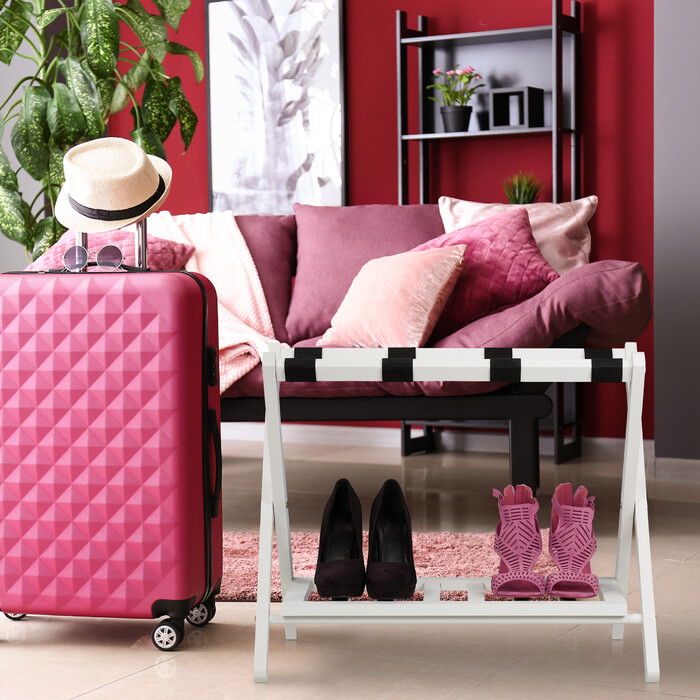 Relaxdays Folding Luggage Rack with 2 Shelves