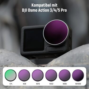 Набір фільтрів NEEWER ND для DJI Osmo Action 3/4/5 Pro (6 шт.) - ND8, ND16, ND32, ND64, ND1000, CPL