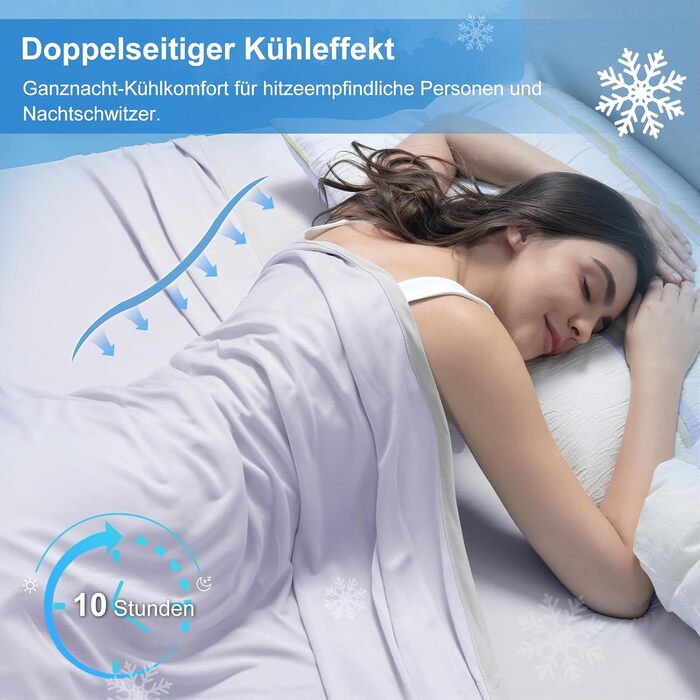 Охолоджуюча ковдра Arc-Chill Q-Max 0.5 Lavendelblau 220x240 см - двостороння, самоохолоджуюча, поглинає піт, дихаюча, сіра, для ліжка, дивана, подорожей