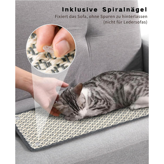 Килимок для котів JanYoo від подряпин, сизаль, 60x25 см (2 шт.) - захист від когтів для меблів