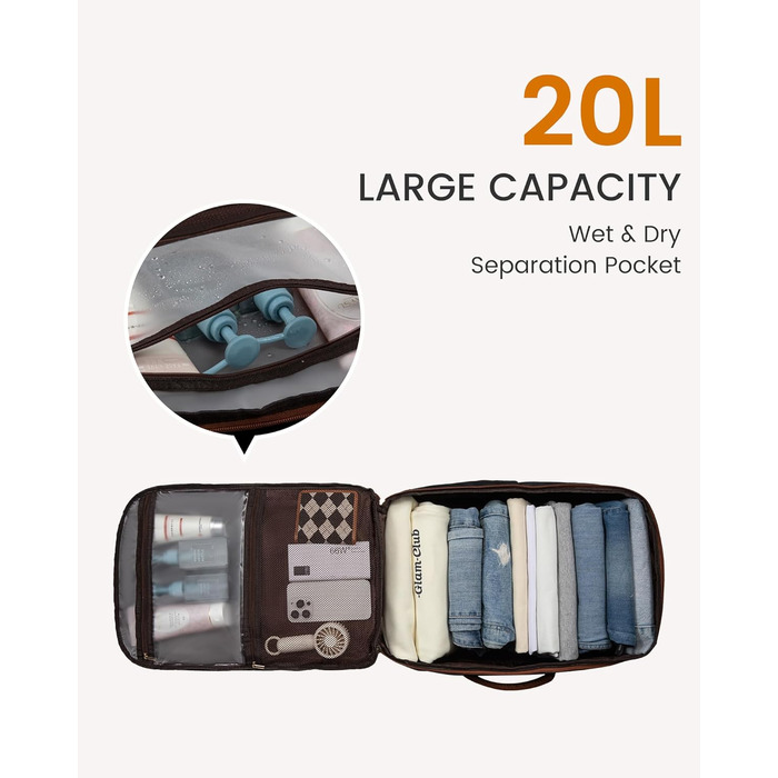 LOVEVOOK Рюкзак ручної поклажі для жінок, великий дорожній рюкзак для літака, 45L, рюкзак-валіза, рюкзак для подорожей, для ноутбука 17,3 дюйма, на вихідні, діловий, рюкзак для кабіни (1-бежевий, чорний, коричневий, 40x30x20 см)