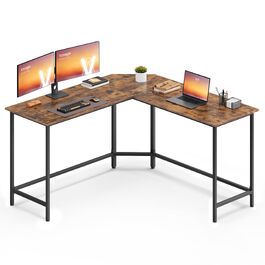 Кутовий письмовий стіл VASAGLE L-подібний комп'ютерний стіл, 140 x 140 x 74,7 см, вінтажний коричневий та чорний