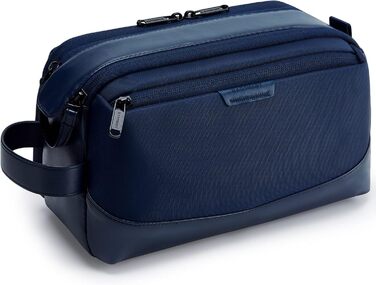BAGSMART Toiletry Bag for Men, Travel Toiletry Organizer Bag made of Leather, Dopp Kit Waterproof Shaving Bag for Toiletries, (Navy Blue)