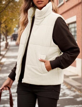 Жіноча тепла зимова жилетка FEOYA з коміром-стійкою, без рукавів, утеплена, біла (M)