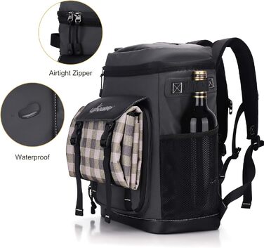 Рюкзак-холодильник Upeelife 30L з килимком для пікніка та кріпленням, водонепроникний, для кемпінгу та пікніків (сірий)