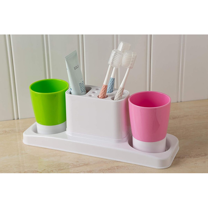 Plastic toothbrush holder, bathroom toothbrush holder, with 2 cups