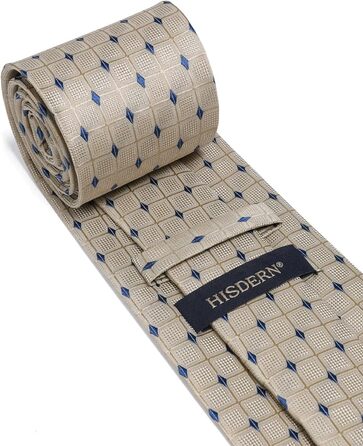 HISDERN Комплект краватки та нагрудного хустинки для чоловіків: стильний бежевий варіант для весілля та особливих подій