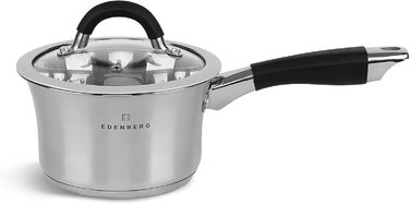 Набір каструль Edenberg з антипригарною сковородою: нержавіюча сталь, підходить для всіх плит, включаючи індукцію, чорний