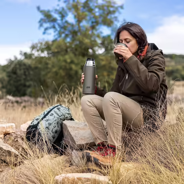 Esbit Classic Insulated Flask - Thermos for hot & cold - Thermos with 2 cups - Stainless steel drinking bottle - Leak-proof - Stainless steel
