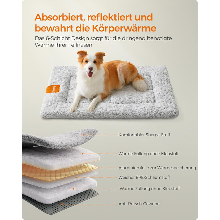 Підстилка для собак та котів Feandrea, 60 x 45 см, сіра, машинне прання, антиковзаюча