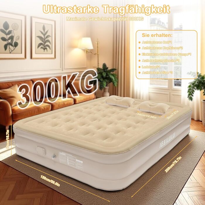 Надувний матрац самонадувний, односпальний з насосом та нічною підсвіткою, гостьовий, для дому та кемпінгу, 190 x 100 x 40 см