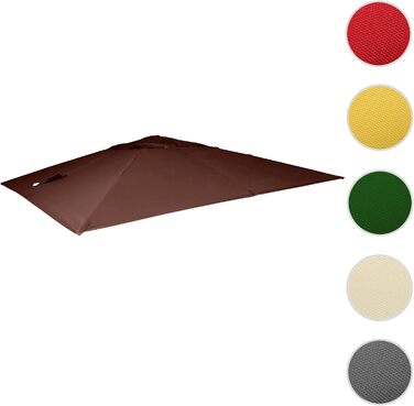 Mendler Replacement Canopy for Luxury Gazebo Awning HWC-A96, Parasol Cover Replacement Cover, 3x3m (Ø4.24m) Polyester 2.7kg - brown
