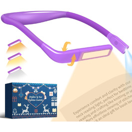 LED лампа на шию для читання Buch - 3 кольори, фіолетова. Лампа для читання в ліжку, в'язання, рукоділля. Подарунок для чоловіків.