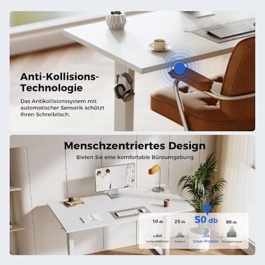 Регульований стіл Agilestic 120x60 см: електричний, з пам'яттю, ергономічний, для комп'ютера, білий