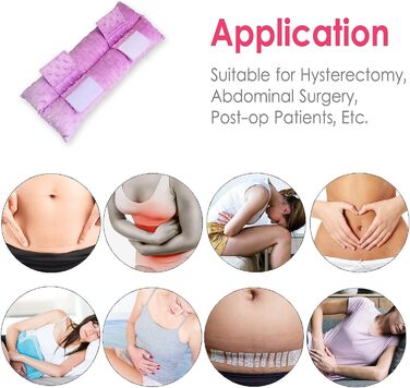 Hysterectomy Pillow, Abdominal Pillow, Post-Surgery, with Pocket, Comfort for Ice/Heat Packs, Tummy Tuck, Abdominal Incision, Recovery, Seatbelt, Gifts, Women, Patients (Lavender)