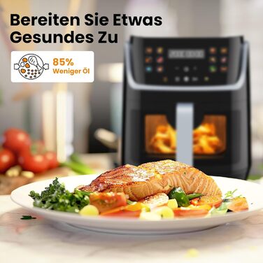 G12 Ultra 8.5L Air Fryer XL with Window - 1785W Electric Air Fryer with LED Touchscreen, 12 Functions, Dishwasher-Safe Baskets
