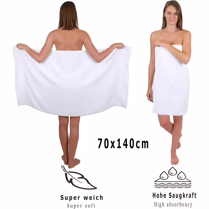 Betz 6-Piece Towel Set - Bath Towel, Shower Towel, Palermo, Size 70x140 cm, 100% Cotton, White