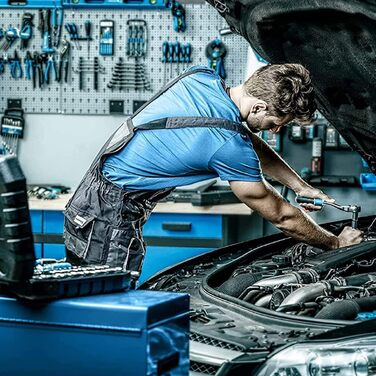 Набір інструментів HÖGERT TECHNIK 46 предметів: тріскачка, біти, насадки, аксесуари 1/4”, хром-ванадієва сталь, високоякісний, кований, 72-зубцева механіка, чорний/синій
