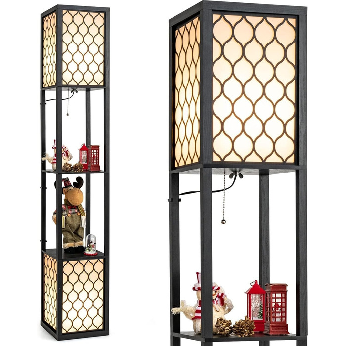 Стельова лампа RELAX4LIFE з 3 полицями, чорна, 160 см, Е27, для вітальні, спальні, офісу