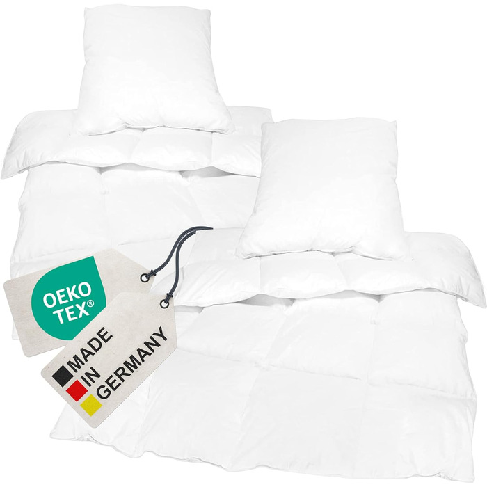 Комплект постільної білизни MYNE NYVI DreamScience Comfort 135x200 см, 4 предмети: 2 ковдри, 2 подушки, 90% пухові пера, 10% пух, чохол 100% бавовна, Oeko-TEX 100, для алергіків