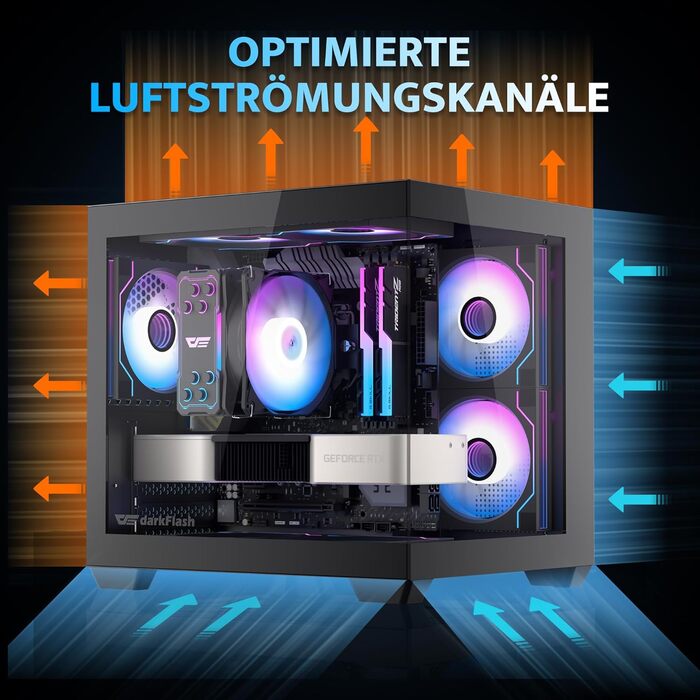 darkFlash C275P: ITX корпус для ПК з 3 RGB вентиляторами, міні-ПК, підтримка AIO 240 мм (білий/чорний)