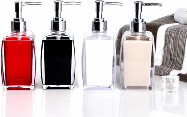 5-Piece Red Acrylic Bathroom Accessories Set, Complete Set, Lotion/Soap Dispenser, Soap Dish, Toothbrush Holder, Cup, Toilet Brush and Holder, Modern Bathroom Decor and