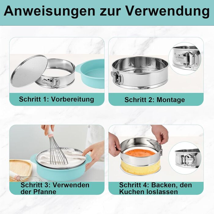 Форма для випічки Hikaproligt з нержавіючої сталі, діаметр 26 см, кругла, з антипригарним покриттям, не протікає, з силіконовим захистом, знімний дно, ідеальна для чізкейків, форма для випічки тортів 25 см