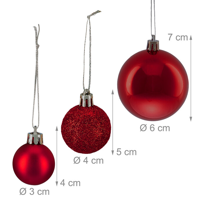 Relaxdays Set of 76 Christmas Baubles