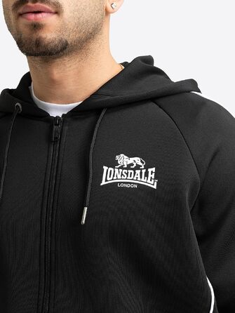 Чоловіча спортивна куртка Lonsdale ACHAVANICH з капюроном, стандартна посадка, чорна/біла, розмір 3XL